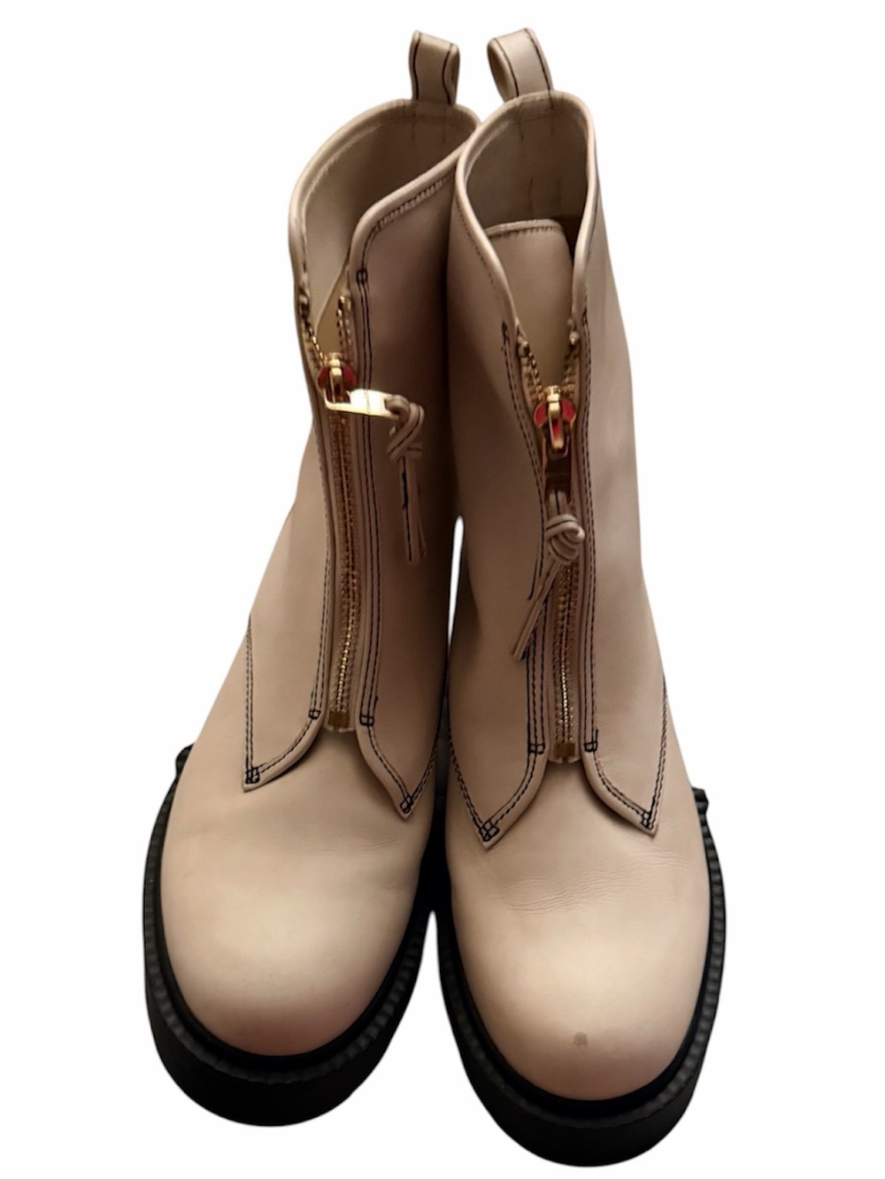 Coach Liza Chunky Lug Sole Leather Zip-Front Boots